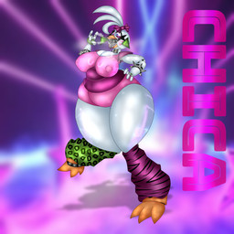 anthro big_breasts bodily_fluids bow_tie breasts clothing dripping ear_piercing ear_ring female glistening glistening_body glistening_eyes huge_breasts huge_thighs machine makeup piercing reflection ribbons ring_piercing saliva saliva_drip saliva_on_tongue sharp_teeth slightly_chubby solo spikes steam steaming_body teeth thick_thighs tight_clothing wide_hips passiona_roo five_nights_at_freddy's five_nights_at_freddy's:_security_breach scottgames steel_wool_studios glamrock_chica animatronic avian bird chicken galliform phasianid robot 1:1 hi_res