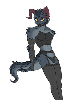 anthro black_hair bulge choker clothing femboy fingerless_gloves gloves hair handwear horn jewelry legwear lingerie looking_at_viewer male muscular muscular_femboy muscular_male necklace solo tongue tongue_out torn_clothing outtabellets fallout microsoft deathclaw scalie 2021 digital_media_(artwork) hi_res