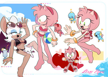 abstract_background accessory anthro back_wings ball bangle beach_ball big_ears bikini blue_body blue_eyes blue_eyeshadow breasts chibi claws clothing cloud countershade_head countershade_torso countershading eyeshadow eyewear feet female flat_chested green_eyes group headband heart_symbol inflatable jewelry makeup nipple_outline one_fang pink_body pointy_ears polka_dot_bikini sky sunglasses swimwear tan_body text toe_claws two-piece_swimsuit water wave white_body white_head wings dicroscope sega sonic_the_hedgehog_(series) amy_rose rouge_the_bat bat chao_(sonic) eulipotyphlan hedgehog mammal absurd_res english_text hi_res