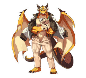 2_horns 5_fingers anthro biped claws clothed clothed_anthro clothed_male clothing fingers horn humanoid_hands male membrane_(anatomy) membranous_wings muscular muscular_anthro muscular_male solo wings yed lifewonders mythology tokyo_afterschool_summoners ophion_(tas) dragon mythological_creature mythological_scalie scalie absurd_res hi_res