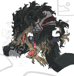 animal_genitalia animal_penis anthro bodily_fluids breath canine_genitalia canine_penis clothed clothing cum cum_drip dripping emanata erection genital_fluids genitals hair hair_over_eyes kneeling looking_pleasured male male_anthro masturbation onomatopoeia partially_clothed penile penile_masturbation penis shirt simple_background solo sound_effects teeth text tongue topwear underwear underwear_down whimper jariloxe canid canine mammal 2025 hi_res