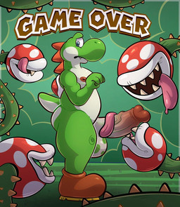 balls clothing fellatio footwear game_over gameplay_mechanics genitals group male nipples oral penile penis plant sex shoes shy lalo_manias mario_bros nintendo elemental_creature flora_fauna piranha_plant yoshi hi_res