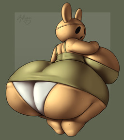 :o anthro big_breasts big_butt breasts butt cleavage cleavage_overflow clothed clothing dress empty_eyes featureless_legs female female_anthro freckled_arms freckled_back freckled_breasts freckled_butt freckled_legs freckled_shoulders freckles green_clothing green_dress hand_on_breast hand_on_own_breast huge_breasts huge_butt hyper hyper_breasts hyper_butt looking_back noseless open_mouth panties solo standing tan_body tan_breasts tan_butt tan_ears text underwear white_clothing white_panties white_underwear toonyjuice animal_crossing nintendo coco_(animal_crossing) gyroid lagomorph leporid mammal rabbit 2025 absurd_res artist_name digital_media_(artwork) hi_res shaded watermark