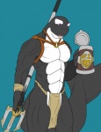 anthro biceps bottomwear clothing container cup holding_object holding_weapon loincloth male melee_weapon muscular muscular_anthro muscular_male pecs polearm solo stein tail trident weapon grentain exalted cetacean dolphin mammal marine oceanic_dolphin orca toothed_whale hi_res