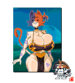 anthro big_breasts big_butt breasts butt chibi choker cleavage clothed clothing cosplay costume crossover_cosplay death_star dot_eyes duo female fur hair huge_breasts jewelry necklace orange_body orange_fur pelvic_curtain simple_eyes slave_leia_costume solo_focus stormtrooper tattoo thick_thighs slim_nine epic_games fortnite star_wars cate_meowdy leia_organa meow_skulls domestic_cat felid feline felis mammal absurd_res crossover hi_res