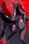 breasts close-up female green_eyes looking_at_viewer solo top_down sya nintendo pokemon canid generation_5_pokemon mammal pokemon_(species) zoroark 2:3