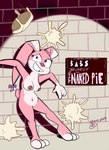 anthro blush blush_lines brick_wall embarrassed female food navel nervous nipples nude pies poster public public_nudity slapstick slim solo splat spotlight text wall_(structure) sebaku tiny_toon_adventures warner_brothers babs_bunny lagomorph leporid mammal rabbit absurd_res english_text hi_res