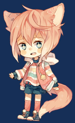 ambiguous_gender chibi clothing dipstick_tail footwear fur hair jacket legwear looking_at_viewer markings multicolored_tail pink_hair pink_tail shoes simple_background socks solo tail tail_markings topwear transparent_background two_tone_tail young ruuto-kun animal_humanoid canid canid_humanoid canine canine_humanoid fox fox_humanoid humanoid mammal mammal_humanoid alpha_channel low_res source_request