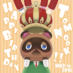 anthro blue_eyes brown_body brown_fur chibi clothing crown fur group headgear necktie shirt slightly_chubby solo_focus text topwear hellox2 animal_crossing nintendo tom_nook_(animal_crossing) canid canine mammal raccoon_dog tanuki 1:1 2016