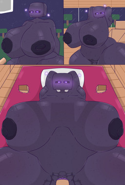 bed big_breasts black_sclera bodily_fluids breasts cum cum_in_vagina cum_inside duo female furniture genital_fluids genitals huge_breasts lying lying_on_bed male male/female nipples non-mammal_nipples nude on_bed penetration penile penile_penetration penis penis_in_vagina purple_eyes square_(anatomy) square_head vaginal vaginal_penetration tubfy microsoft minecraft mojang xbox_game_studios enderman absurd_res comic hi_res