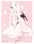 black_claws black_sclera blush claws clothing female group knee_blush lingerie reward sharp_teeth shoulder_blush simple_background solo_focus teeth sunshiu patreon alligator alligatorid crocodile crocodilian ghost reptile scalie spirit absurd_res hi_res signature