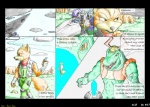 aircraft anthro canid canine comic dialogue duo english_text fox fox_mccloud fur general_scales genitals horizontal_staggering lizard lust_penis male male/male mammal mot nintendo panel_skew penis remake reptile scalie sharpclaw_(star_fox) six_frame_image staggering_(layout) star_fox tail text traditional_media_(artwork) transformation vehicle