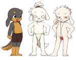 5_toes anthro asian_clothing barefoot blush bulge clothed clothing east_asian_clothing feet fundoshi fundoshi_only group japanese_clothing looking_at_viewer male male/male male_focus open_mouth shota simple_background smile standing toes topless trio underwear underwear_only white_background young young_anthro manmosu_marimo convention_pup troublemaker_(manmosu_marimo) tteyuu canid canine canis domestic_dog mammal 2020