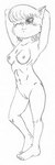 anthro blush breasts female genitals nude pussy solo unknown_artist maple_town palm_town domestic_cat felid feline felis mammal black_and_white monochrome sketch