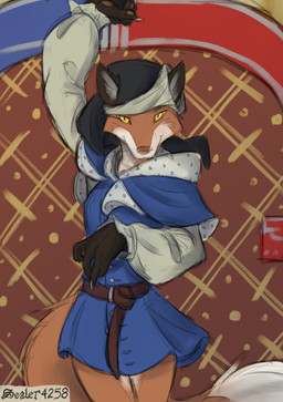 anthro belt brown_markings clothed clothing dancing detailed_background dipstick_tail female fingers fur gloves_(marking) hat headgear headwear looking_at_viewer markings multicolored_body multicolored_fur orange_body orange_fur smile solo tail tail_markings topwear tuft white_body white_fur yellow_eyes sealer4258 rokatanc_(sealer4258) canid canine fox mammal red_fox true_fox absurd_res digital_media_(artwork) hi_res