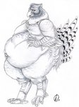 4_fingers 4_toes anisodactyl anthro avian_feet beak belly belly_rub big_belly biped bottomless claws clothed clothing digitigrade embarrassed eyebrows feathers featureless_crotch feet finger_claws fingers front_view hand_on_belly holding_belly huge_thighs male moobs narrowed_eyes obese obese_anthro obese_male open_beak open_clothing open_mouth open_smile open_topwear open_vest overweight overweight_anthro overweight_male scuted_arms scutes simple_background smile solo spats tail tail_feathers thick_thighs toe_claws toes tongue topwear vest white_background wide_hips gravewalker faisan_(foxcall) avian bird common_pheasant galliform phasianid phasianus 2017 dated greyscale hi_res marker_(artwork) monochrome signature story story_in_description traditional_media_(artwork)