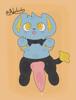 big_penis black_body black_fur blue_body blue_fur bodily_fluids cum cum_drip dripping feral fur genital_fluids genitals imminent_sex male multicolored_body multicolored_fur penis playful simple_background smile solo sweat sweatdrop tail text throbbing throbbing_penis tongue tongue_out yellow_body yellow_eyes yellow_fur adorbinite nintendo pokemon generation_4_pokemon pokemon_(species) shinx absurd_res artist_name digital_media_(artwork) hi_res signature