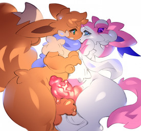 animal_genitalia animal_penis anthro anthro_on_anthro anthrofied balls big_butt big_penis bodily_fluids butt canine_genitalia canine_penis dipstick_tail dripping duo erection frottage genital_fluids genitals glans glistening glistening_genitalia glistening_penis hug kerchief kerchief_only knot knotted_penis male male/male markings monotone_background mostly_nude neckerchief neckerchief_only neckwear penile penis penis_size_difference penises_touching pink_penis pokemorph precum precum_drip sex simple_background tail tail_markings thick_thighs vein veiny_penis white_background cc034771 nintendo pokemon eevee eeveelution generation_1_pokemon generation_6_pokemon pokemon_(species) sylveon colored digital_media_(artwork) hi_res shaded