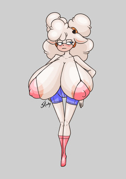 anthro big_breasts blush bra brazier breasts clothing erect_nipples female female_anthro huge_breasts hyper hyper_breasts nipples solo underwear skachy idw_publishing sega sonic_the_hedgehog_(comics) sonic_the_hedgehog_(idw) sonic_the_hedgehog_(series) lanolin_the_sheep_(sonic) bovid caprine mammal sheep absurd_res hi_res