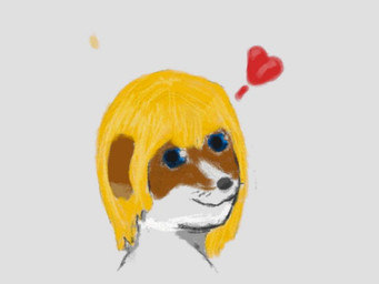 ambiguous_form blonde_hair blue_eyes closed_smile eyebrows eyelashes female grey_background hair heart_reaction mouth_closed red_heart round_eyes short_hair simple_background smile smiling_at_viewer solo riilu canid canine canis domestic_dog mammal invalid_tag 2011 4:3 headshot_portrait portrait