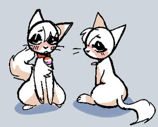 blush chest_tuft collar collar_tag female female_feral feral fur glistening_eyelids grey_background head_tuft lesbian_pride_colors lgbt_pride looking_at_viewer looking_back looking_back_at_viewer makeup mascara narrowed_eyes pride_colors quadruped simple_background sitting solo tail tuft whiskers white_body white_fur altcat domestic_cat felid feline felis mammal 2026 digital_drawing_(artwork) digital_media_(artwork)