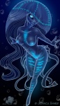 anthro bioluminescence breasts copyright_symbol female genitals glowing glowing_genitalia glowing_nipples glowing_pussy hair hair_over_eye looking_at_viewer nipples non-mammal_breasts non-mammal_nipples nude one_eye_obstructed pussy solo swimming symbol translucent translucent_body underwater water janner3d cnidarian jellyfish marine medusozoan jenny_(disambiguation)