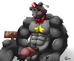 anthro fur genitals grey_body grey_fur male muscular muscular_anthro muscular_male penis solo sweet_tomato five_nights_at_freddy's freddy_fazbear's_pizzeria_simulator scottgames lefty_(fnaf) bear mammal absurd_res hi_res