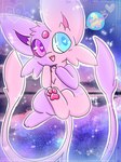 2_tails ambiguous_gender anthro bean blue_eyes fusion multi_tail paws pink_body purple_body purple_eyes solo tail lewdchuu_(artist) nintendo pokemon eeveelution espeon generation_1_pokemon generation_2_pokemon hybrid legendary_pokemon mew_(pokemon) pokemon_(species) 3:4