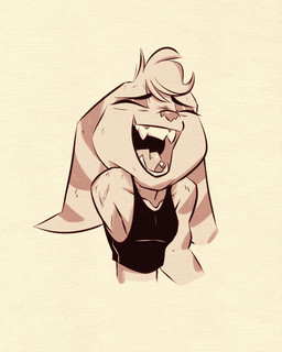 1_missing_limb amputee anthro cute_fangs disability eyes_closed fangs female laugh missing_arm open_mouth simple_background solo teeth fluttershythekind ratchet_and_clank sony_corporation sony_interactive_entertainment rivet_(ratchet_and_clank) lombax mammal 2021 archived_source half-length_portrait hi_res monochrome portrait sepia unavailable_at_source
