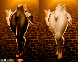 anthro antlers big_butt border breasts butt clothing female genitals gloves handwear horn inside long_tail low-angle_view nude simple_background solo stone_wall tail thick_thighs tight_clothing vulva wall_(structure) white_border wide_hips lostworkszx warfaremachine_(modeler) pseudoregalia sybil_(pseudoregalia) warfare_sybil bovid bovine caprine lagomorph leporid mammal rabbit 3d_(artwork) absurd_res blender_(artwork) digital_media_(artwork) hi_res