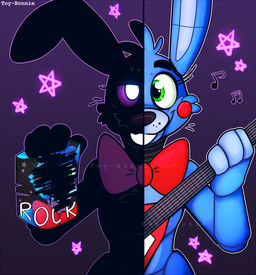 anthro electric_guitar glowing glowing_eyes guitar machine male musical_instrument plucked_string_instrument solo string_instrument toy-bonnie five_nights_at_freddy's five_nights_at_freddy's_2 scottgames shadow_bonnie_(fnaf) toy_bonnie_(fnaf) animatronic lagomorph leporid mammal rabbit robot 2016 digital_media_(artwork)