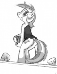 anthro anthrofied anus butt female genitals horn light pussy smile solo tail tg-0 friendship_is_magic hasbro my_little_pony mythology lyra_heartstrings_(mlp) equid equine mammal mythological_creature mythological_equine unicorn monochrome