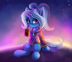 blue_body clothed clothing drinking female feral horn night smile solo unicorn_horn atlas-66 friendship_is_magic hasbro my_little_pony mythology trixie_(mlp) equid equine mammal mythological_creature mythological_equine unicorn