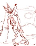 2011 4:5 4_fingers anthro arched_back barefoot bent_knees bent_legs biped boulder calf_tuft canid canine canis chest_tuft claws colored_line_art coyote desert digital_drawing_(artwork) digital_media_(artwork) eyes_closed feet fingers knee_tuft leg_tuft looking_pleasured looney_tunes male mammal midsection navel nude pecs plantigrade rock scratching_back shaded sketch smile smug smug_face spread_toes standing_on_toes stevethedragon toe_claws toes tuft warner_brothers wile_e._coyote