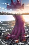 city city_crushing city_destruction claws cloud destruction feet feral fire foot_focus giga landscape landscape_dwarfing macro purple_body purple_claws solo stomping hyhlion mythology stardust dragon mythological_creature mythological_scalie scalie hi_res