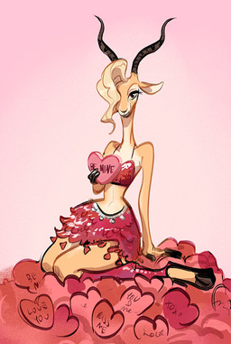anthro bottomwear brown_eyes clothing female holidays hooves horn midriff skirt small_waist solo wide_hips dgirael disney valentine's_day zootopia gazelle_(zootopia) antelope bovid gazelle mammal nanger true_antelope 2024