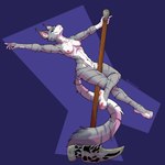 breasts clothed clothing dagger dancing female hammer leather melee_weapon pawpads pole pole_dancing small_waist solo tools warhammer weapon bootyforge microsoft the_elder_scrolls felid khajiit mammal 1:1 absurd_res hi_res