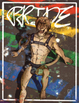 5_toes abs anthro barefoot bulge clothing crosswalk eyes_closed feet fur hair happy harness humanoid_feet jockstrap lgbt_pride male navel nipples open_mouth outside pecs plantigrade pride_colors rainbow_pride_colors sitting smile solo tail teeth text toes underwear nevets felid lion mammal pantherine digital_media_(artwork) english_text hi_res