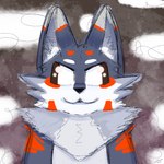 1:1 2024 canid canine canis digital_drawing_(artwork) digital_media_(artwork) facial_tuft feral front_view hi_res icon kemono male mammal neck_tuft portrait profile pupils shaded signature sky skyscape smile snow solo standing three-quarter_portrait tuft turix white_eyes white_pupils winter wolf