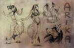 4_toes 5_fingers anthro big_breasts black_hair bra breasts butt butt_pose cleavage clothed clothing digitigrade feet female fingers hair pose solo toes underwear natoli canid canine canis mammal wolf 2020 hi_res model_sheet traditional_media_(artwork)