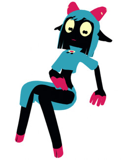 2_horns 4_fingers :3 anthro black_body black_ears black_fur blue_bottomwear blue_clothing blue_crop_top blue_hair blue_shirt blue_skirt blue_topwear bottomwear breasts clothed clothed_anthro clothed_female clothing crop_top dark_body dark_ears dark_fur female female_anthro fingers fur hair hooved_fingers hooves horizontal_pupils horn looking_at_viewer medium_breasts pink_hooves pink_horn pink_mouth pupils shirt simple_background skirt smile solo topwear white_background yellow_sclera fanfurry amara_(axedraws) bovid caprine goat mammal 2023 3d_(artwork) digital_media_(artwork)