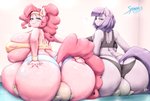 anthro anthrofied anus big_breasts big_butt blush bodily_fluids breasts bulging_breasts butt clothing facesitting female group hair holding_butt huge_breasts huge_butt hyper hyper_breasts hyper_butt ponytail question_mark sitting_on_another sweat thick_thighs torn_clothing wide_hips spindles friendship_is_magic hasbro my_little_pony anon maud_pie_(mlp) pinkie_pie_(mlp) equid equine mammal absurd_res hi_res sibling_(lore) sister_(lore) sisters_(lore)