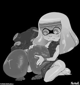 big_bulge big_butt big_penis bodily_fluids bulge butt butt_focus butt_grab clothing crossgender duo erection erection_under_clothing female ftg_crossgender fti_crossgender genitals glistening glistening_butt glistening_legs glistening_thighs gynomorph hand_on_butt intersex intersex/female larger_female looking_at_butt one-piece_swimsuit penis size_difference smaller_gynomorph smaller_intersex smelly smelly_butt sweat sweating_profusely sweaty_butt swimwear text madmark nintendo splatoon marina_(splatoon) pearl_(splatoon) aquatic cephalopod humanoid inkling mollusk octarian octoling hi_res url