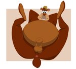 animal_genitalia anthro balls brown_body brown_fur brown_nose butt fur genitals green_eyes hair hands_behind_head head_tuft legs_up looking_at_viewer lying male on_back overweight overweight_anthro overweight_male rounded_ears rounded_teeth scut_tail sheath short_tail simple_background slightly_chubby slightly_chubby_anthro slightly_chubby_male solo spread_legs spreading tail tail_anus tuft bob-jiggles disney who_framed_roger_rabbit toon_bear bear mammal absurd_res hi_res