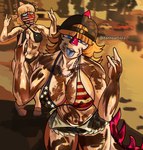 american_flag american_flag_bikini anthro backwards_baseball_cap backwards_hat baseball_cap big_breasts bikini black_bikini black_clothing black_swimwear blonde_hair blue_eyes blush bodypaint bone_frill bottomwear breasts clothed clothing cosplay crossover_cosplay curvy_figure denim denim_bottomwear denim_clothing denim_shorts devil_horns_(gesture) dirty dirty_body drunk duo face_paint female flag_bikini frill_(anatomy) front_view gesture glistening glistening_body glistening_scales hair hand_gesture hat headgear headwear jewelry long_hair long_tail looking_at_viewer magenta_body magenta_scales multicolored_body multicolored_scales necklace scales short_hair shorts side-tie_bikini skimpy skimpy_bikini spiked_tail spikes spikes_(anatomy) string_bikini substance_intoxication swimwear tail teal_eyes text thick_thighs tongue tongue_out two-piece_swimsuit two_tone_body two_tone_scales unbuttoned_bottomwear unbuttoned_shorts united_states_of_america voluptuous voluptuous_anthro voluptuous_female white_body white_scales wide_hipped_anthro wide_hipped_female wide_hips dannoartista cavemanon_studios goodbye_volcano_high grand_theft_auto grand_theft_auto_vi i_wani_hug_that_gator rockstar_games snoot_game mia_moretti naomi_(gvh) dinosaur hadrosaurid ornithischian ornithopod parasaurolophus prehistoric_species reptile scalie 2025 absurd_res artist_name crossover digital_drawing_(artwork) digital_media_(artwork) hi_res watermark sibling_(lore) sister_(lore) sisters_(lore)