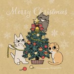 ambiguous_gender christmas_tree feral group holidays plant snowflake text tree trio whiskers mojacookie christmas shikaruneko_(series) amayakasuneko nagameruneko shikaruneko domestic_cat felid feline felis mammal 1:1 english_text official_art