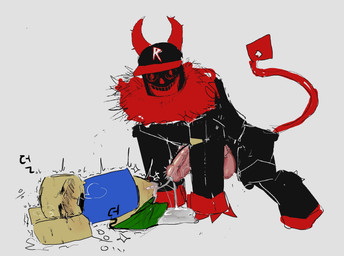 2_horns after_sex ambiguous_gender black_body blocky_body blush blush_lines bodily_fluids bottomwear bottomwear_down claws clothed clothing cum cum_on_body duo genital_fluids genitals hat headgear headwear hooves horn larger_male male male/ambiguous pants pants_down partially_clothed penis questionable_consent red_penis shaking simple_background size_difference smaller_ambiguous tail tears text trembling unguligrade love_bug_(artist) forsaken_(roblox) roblox guest_666 guest_666_(forsaken) noob_(forsaken) noob_(roblox) demon humanoid mammal monster robloxian 2025 colored digital_media_(artwork) hi_res korean_text nonbinary_(lore)