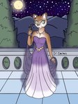 anthro clothing dress female flower light moonlight night plant solo jammyjams bellum cougar felid feline mammal full-length_portrait hi_res portrait