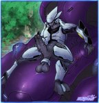 anthro armor ball_stretcher balls bodily_fluids exposed_balls genital_fluids genitals male masturbation penis precum saggy_balls solo tank vehicle incogneat-o halo_(series) microsoft xbox_game_studios rtas_'vadum alien sangheili absurd_res hi_res