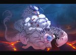 abs animal_genitalia anthro biceps blush clenched_teeth clothed clothed/nude clothing duo egg egg_from_cloaca embarrassed genital_slit genitals hair hand_on_abs kneeling male male/male muscular muscular_male nude oviposition robe side_view size_difference standing teeth tongue tongue_out white_body kazhijun mythology ao_guang dragon eastern_dragon human mammal mythological_creature mythological_scalie scalie hi_res